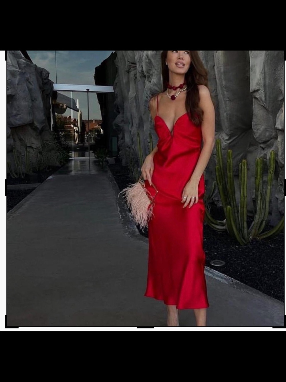 Zara Red Satin Slip Dress - Picture 1 of 1